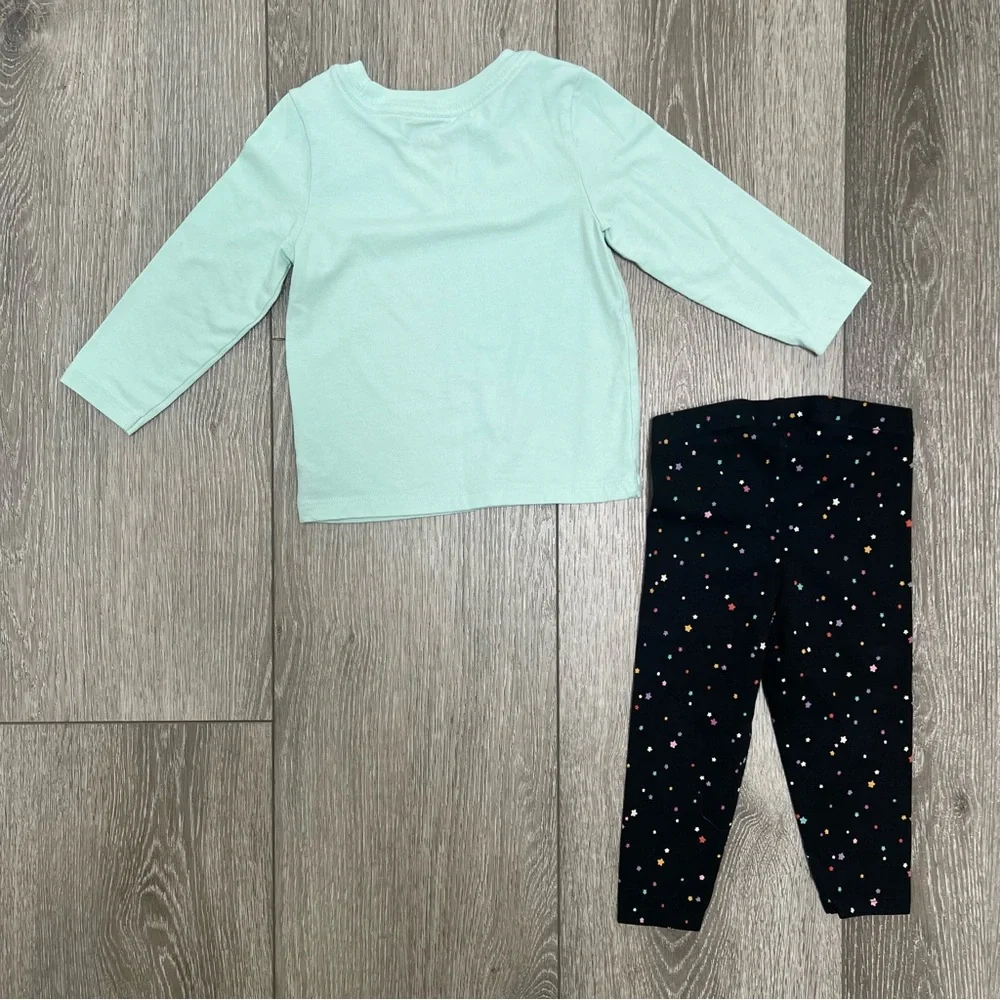 CAT AND JACK 2PC LONG SLEEVE SHIRT AND LEGGINGS BLUE STARS 18MO